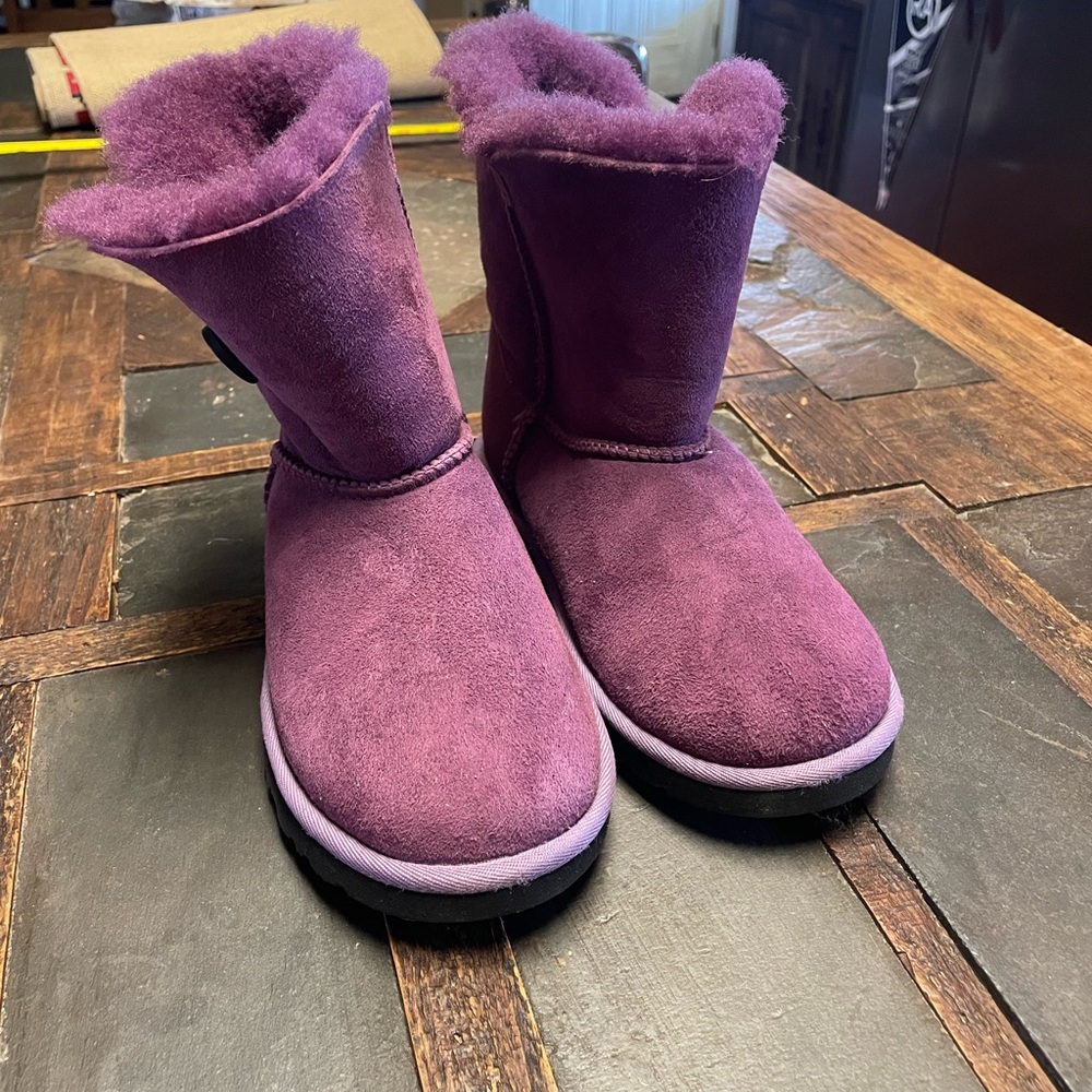 UGG Purple Suede Button Bailey Boots